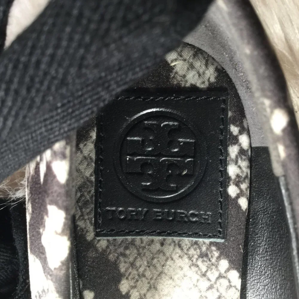 Tory Burch Heather Snakeskin Espadrille Wedge Heels Sz 7